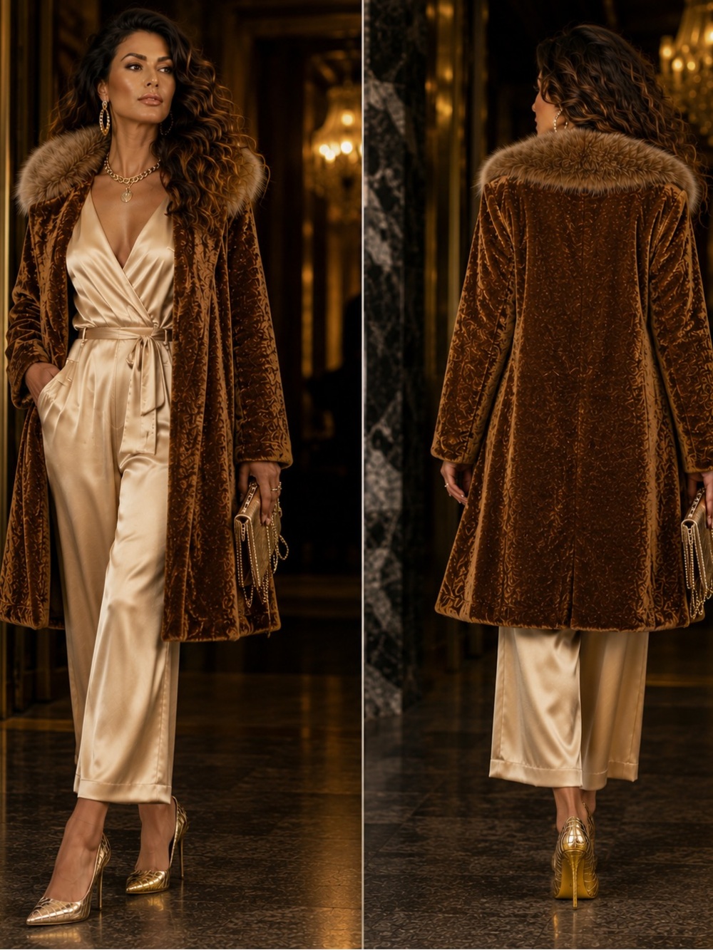 Boutique sheared wool coat  w/ Fox Fur Trim Hood (Vintage Tag L / Fits S)